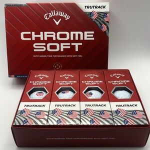 Callaway Golf Balls, 1 Box, New, Chrome Soft Trutrack premium, flag design